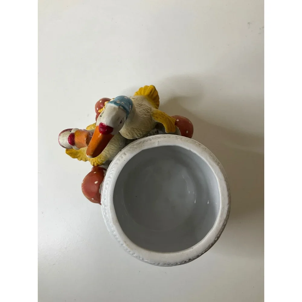 Vintage Ceramic Mother Goose Planter 2 Geese Mushrooms Decor Cottagecore Country
